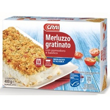 MERLUZZO GRATINATO CRAI POM/BASILICO GR.400