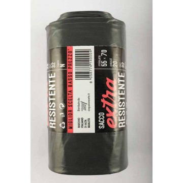 SACCO NERO EXTRA RESISTENTE 32 LT 55X70 PZ 20